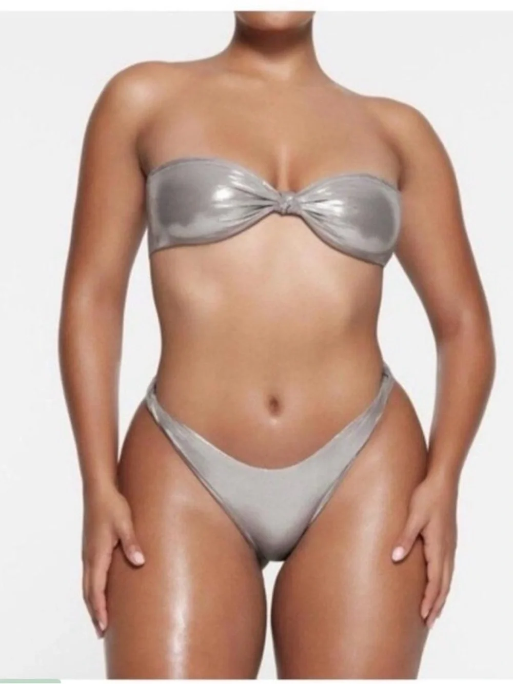 SKIMS Metallic Silver Bikini Bottom